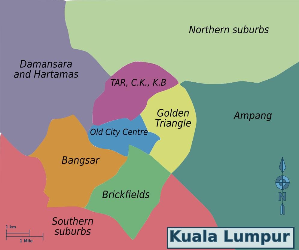 خريطة أحياء كوالالمبور (KL)