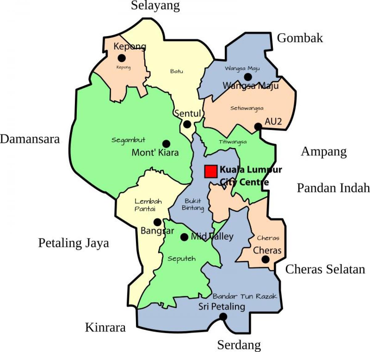 خريطة منطقة كوالالمبور (KL)