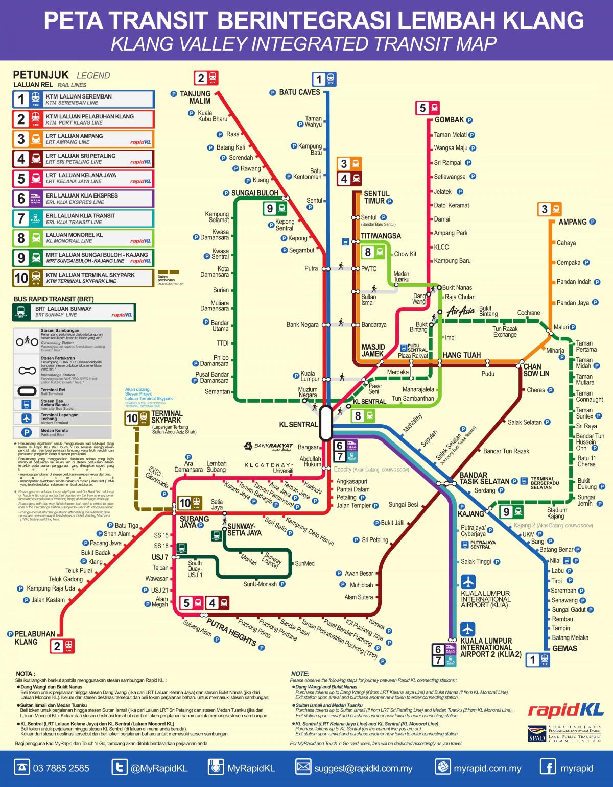 خريطة محطات المترو كوالالمبور (KL)