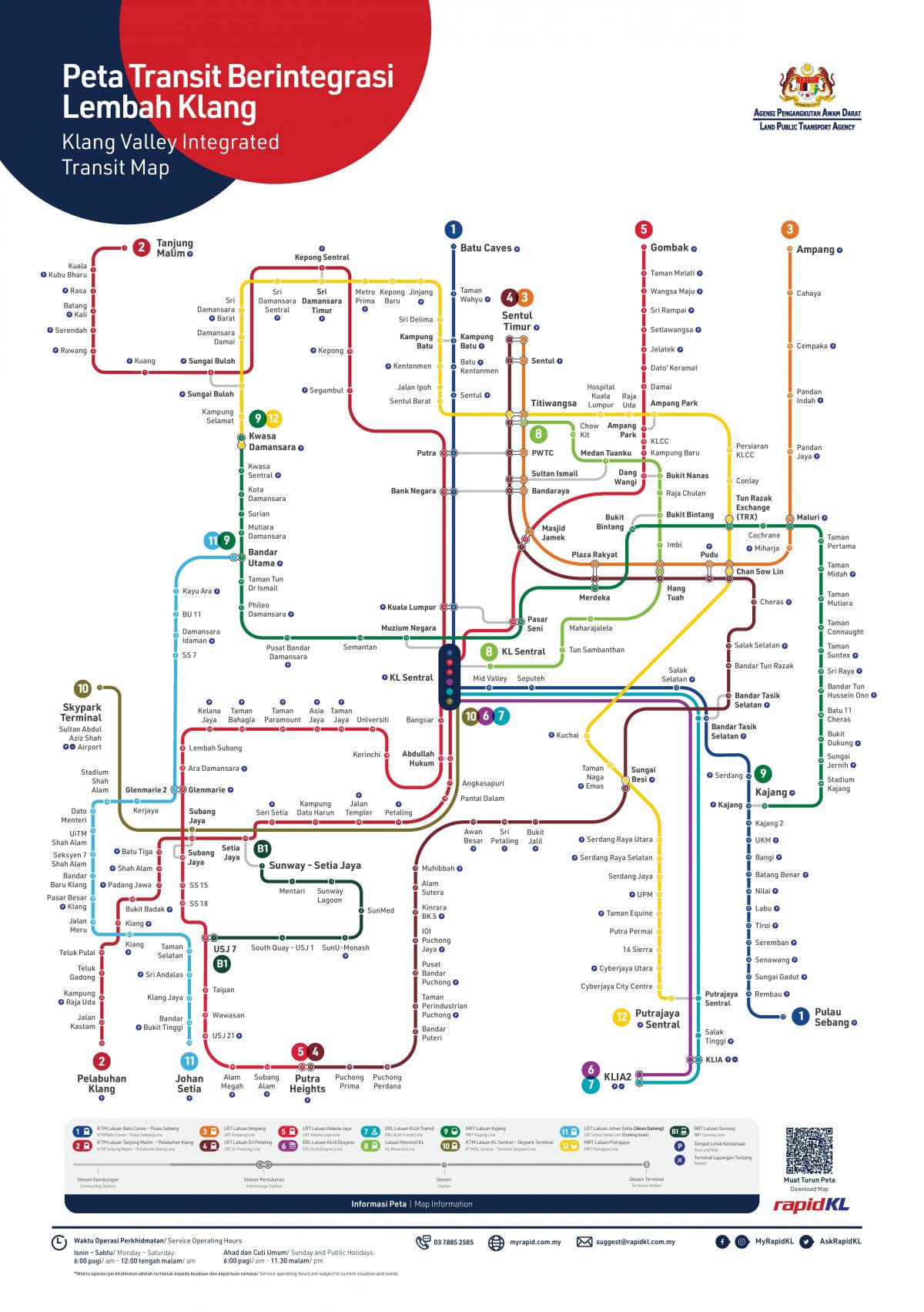 خريطة محطات السكك الحديدية كوالالمبور (KL)