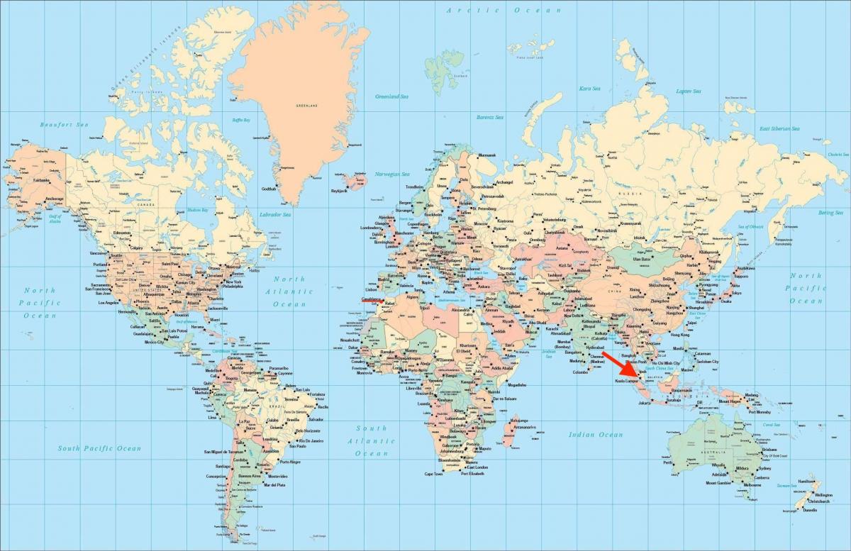 كوالالمبور (KL) موقع على خريطة العالم
